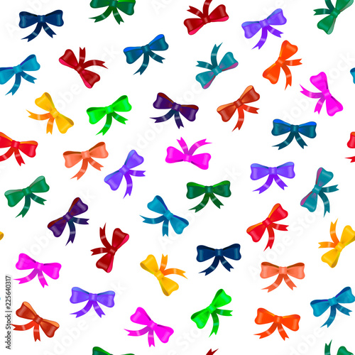Seamless vector pattern of colorful bows on white background