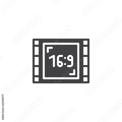 Wide screen 16-9 vector icon. filled flat sign for mobile concept and web design. Aspect ratio 16:9 widescreen tv simple solid icon. Symbol, logo illustration. Pixel perfect vector graphics