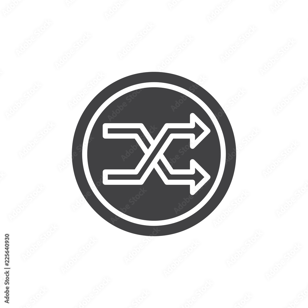 Shuffle music player button vector icon. filled flat sign for mobile concept and web design. aleatory simple solid icon. Symbol, logo illustration. Pixel perfect vector graphics Shuffle music player button vector icon. filled flat sign for mobile concept and web design. aleatory simple solid icon. Symbol, logo illustration. Pixel perfect vector graphics