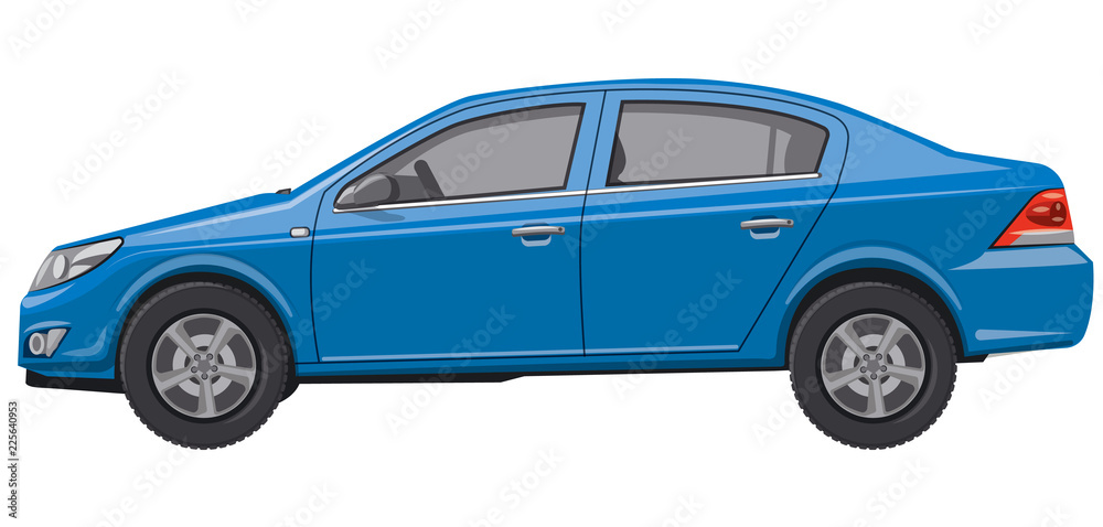 blue sedan car