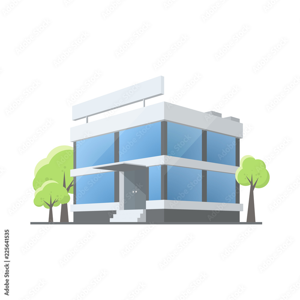 Office building in cartoon style. Illustration isolated on white  background. Graphic concept for your design Stock Vector | Adobe Stock