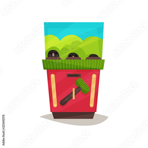 Arcade game machine with hammer vector Illustration on a white background