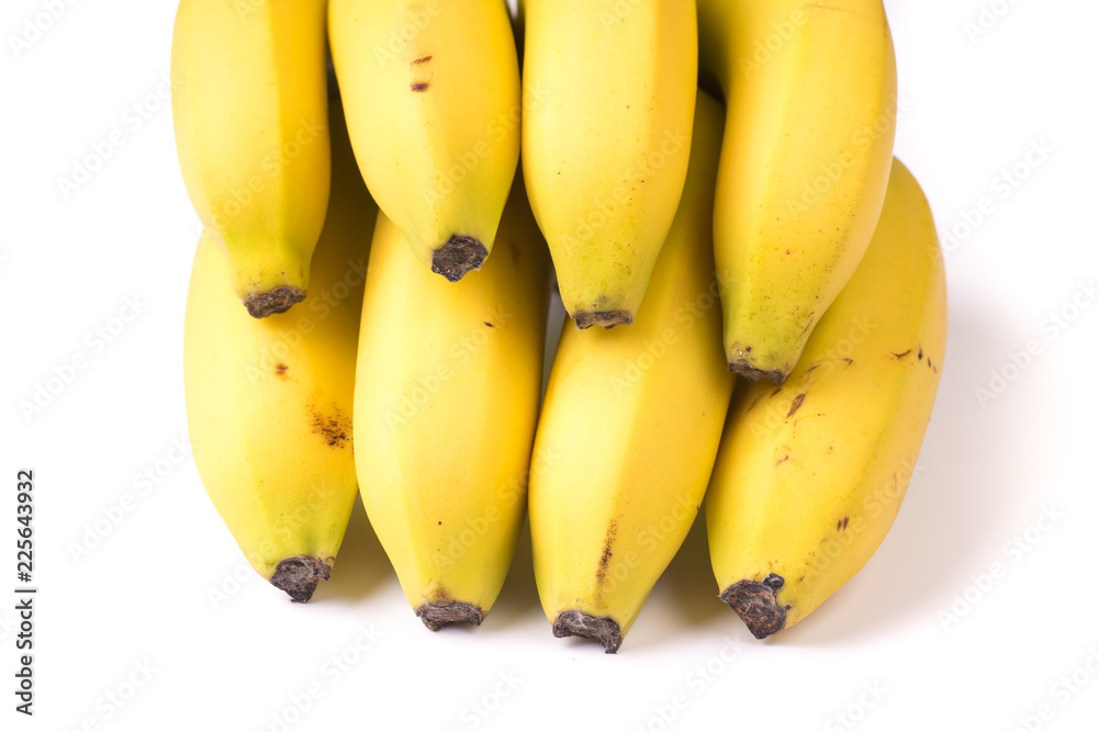 isolated on white background a bunch of organic bananas