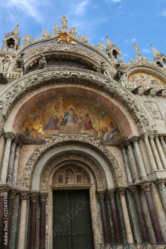 Big door of the Basilica of Saint Mark with fantastic mosaics in