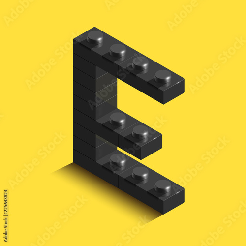 3d isometric letter A of the alphabet from constrector bricks. 3d isometric plastic letter from the blocks