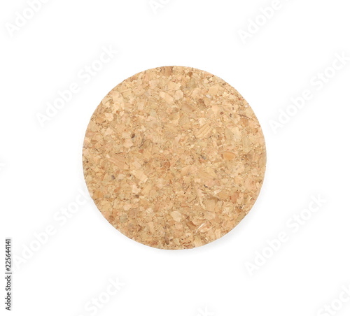 Wine cork isolated on white background, top view