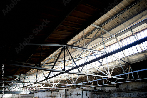 The roof of the old factory of metal and glass. That was a lot of light. Large-scale design