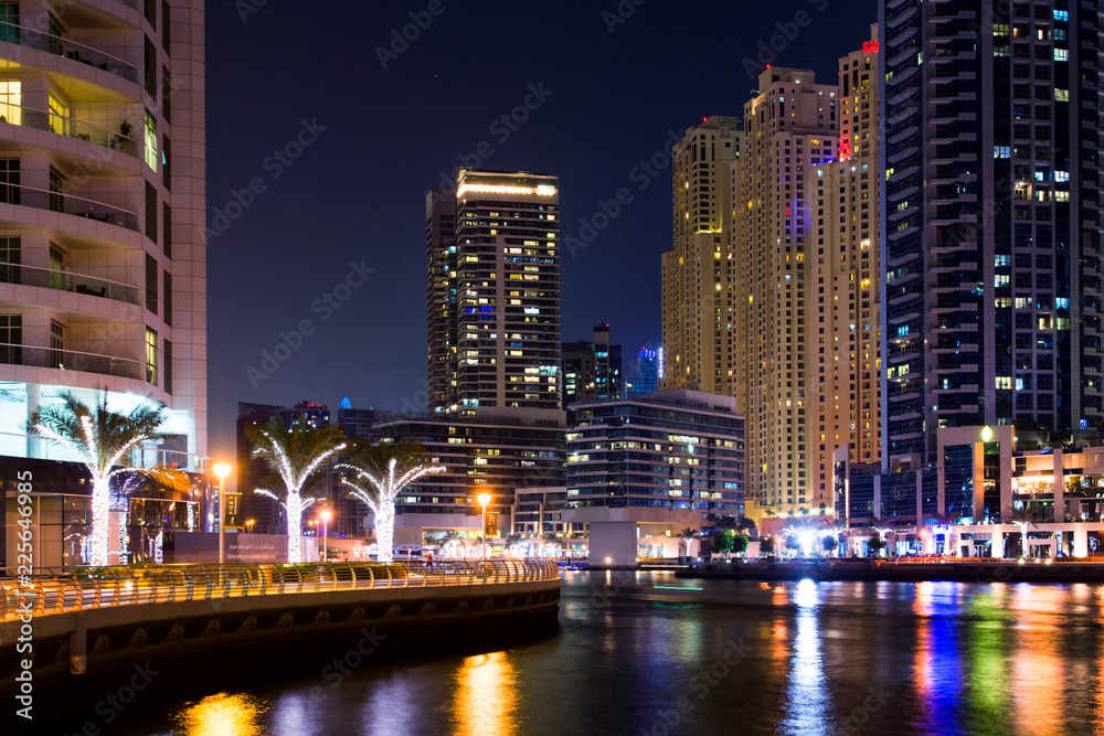 Dubai marina night scene in the UAE Dubai marina night scene in the UAE
