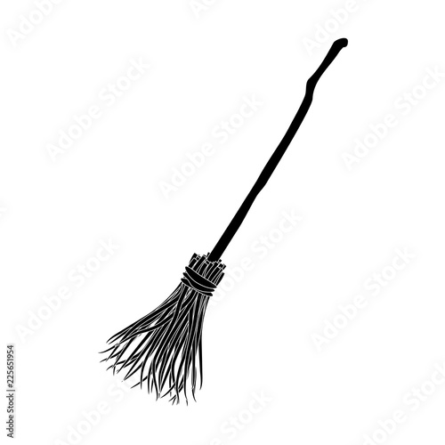 Broomstick Silhouette Icon Symbol Design. Vector illustration isolated on white background. Halloween graphic
