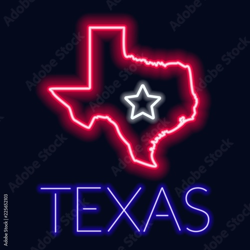 Neon illustration of the state of Texas