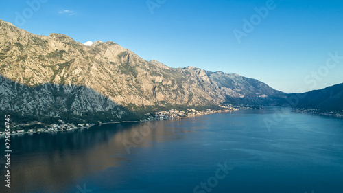 Aerial beautiful view on a Kotor bay in the evening. Montenegro © ronedya