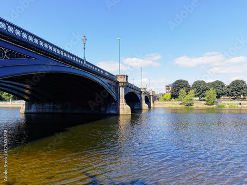 At the side of Trent Bridge over the fast flowing River Trent in Nottingham