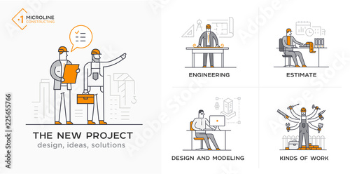 Builders, a new project, engineer, estimates. Stages