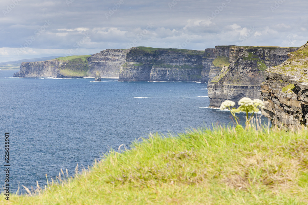 Panoramic view on the Cliffs of Moher from Moher fort