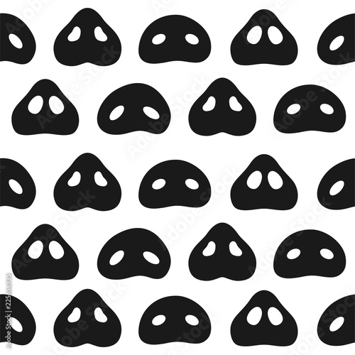 Seamless pattern with cute pigs black noses. Gift wrapping paper. Vector illustration. Isolated on white background.