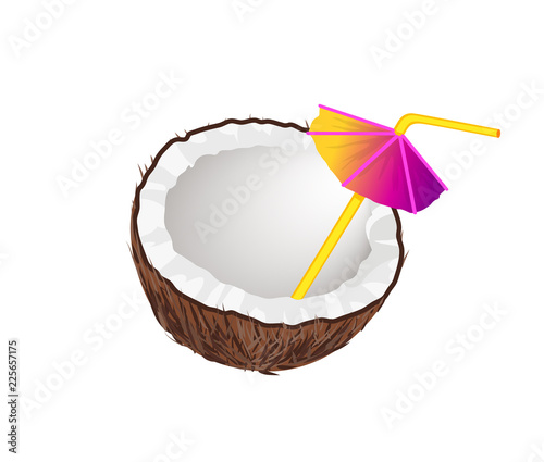 Cocktail Straw with Umbrella Vector Illustration