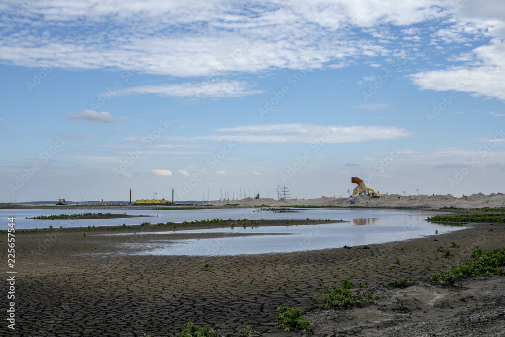 Bird watching tower, bird spotting, on new islands, in the Markermeer, the Marker Wadden in the Markermeer.