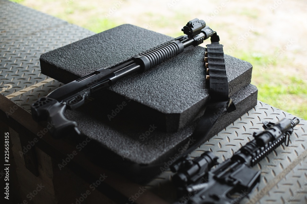 Machine gun in military training