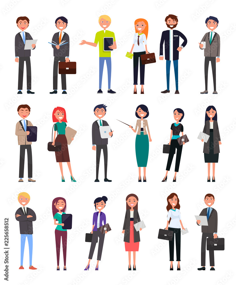Entrepreneurs Executive Workers Men and Women Set Entrepreneurs Executive Workers Men and Women Set