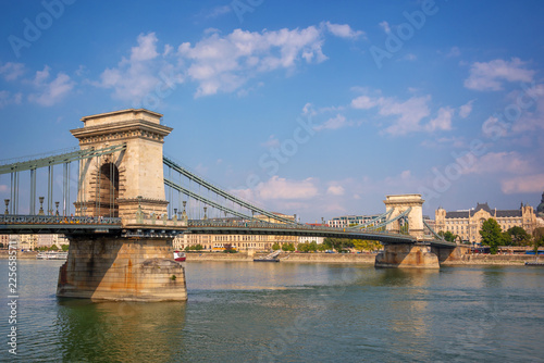 Chain bridge over the Danube river in Budapest, Hungary