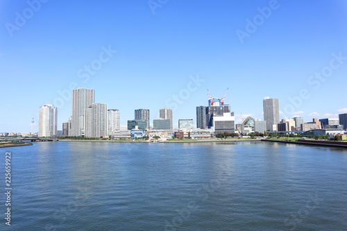 High-rise Tower Mansions Buildings and Waterway, At Toyosu, Tokyo © slyellow