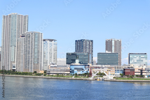 High-rise Tower Mansions Buildings and Waterway  At Toyosu  Tokyo