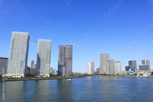 High-rise Tower Mansions Buildings and Waterway, At Toyosu, Tokyo © slyellow