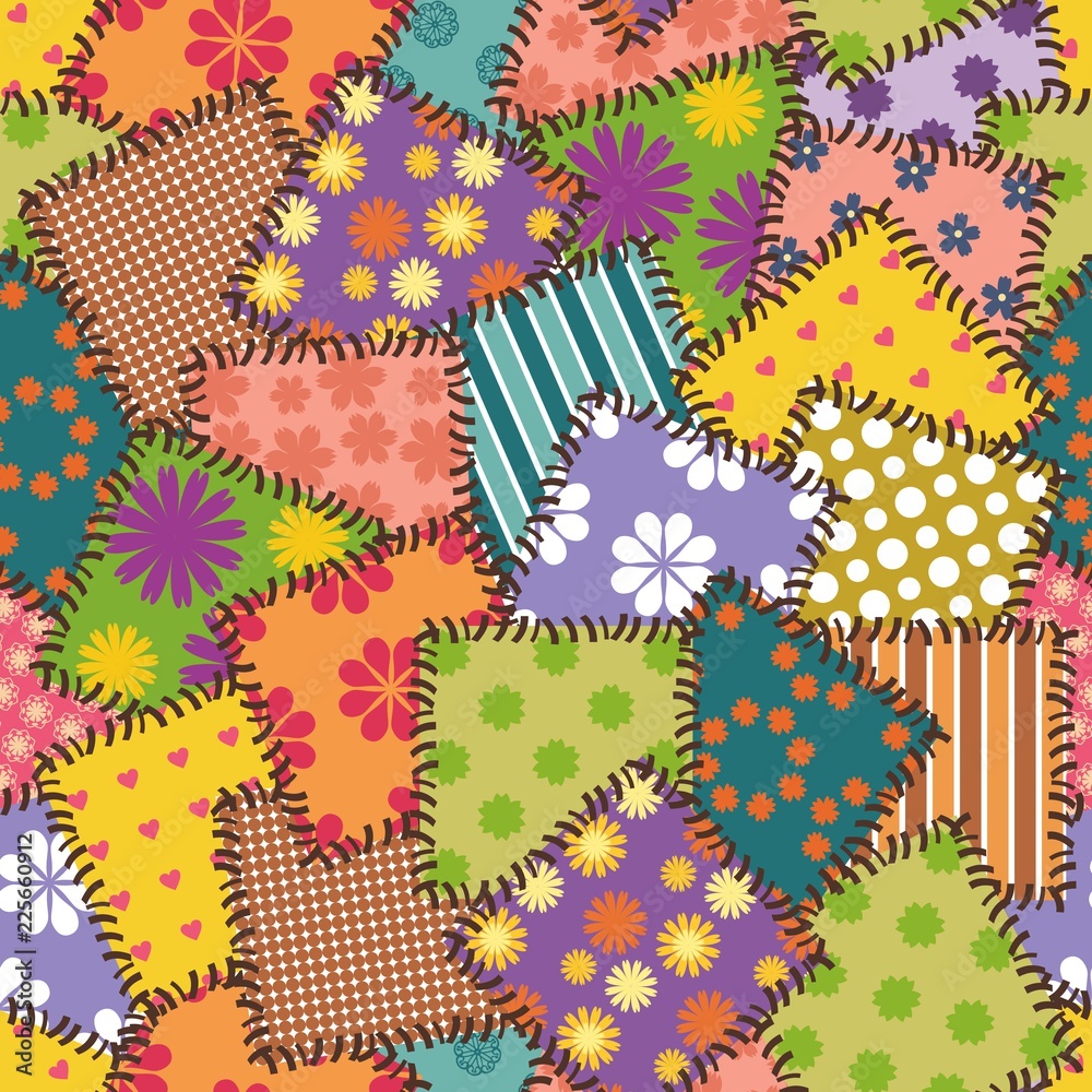 patchwork background with different patterns