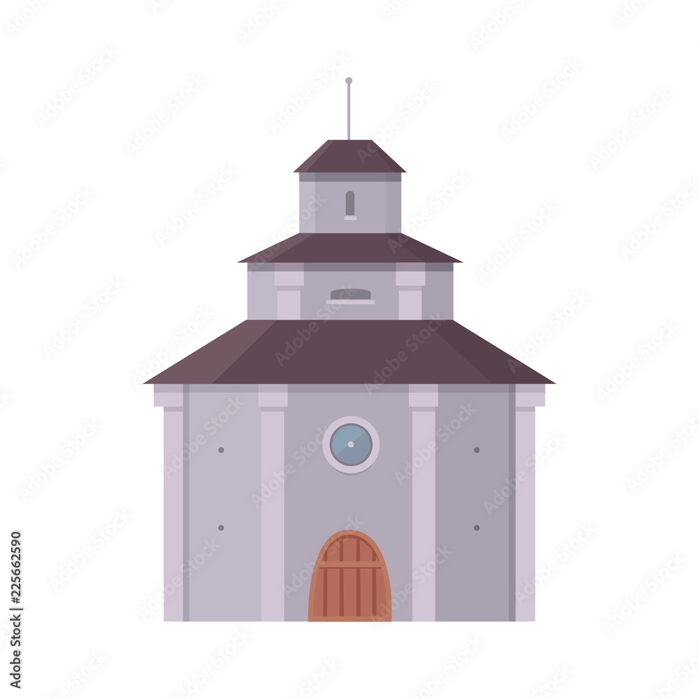 Medieval historical building, old city house vector illustration.