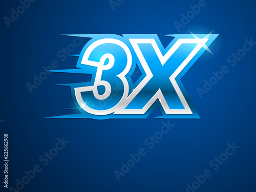 3x Faster. Blue vector sign