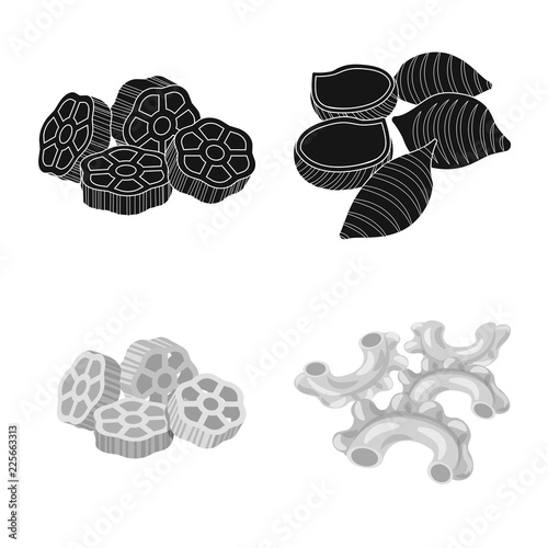 Isolated object of pasta and carbohydrate icon. Set of pasta and macaroni vector icon for stock.