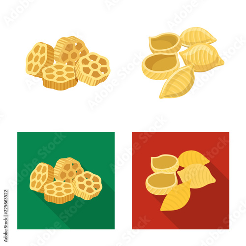 Vector design of pasta and carbohydrate sign. Collection of pasta and macaroni stock vector illustration.