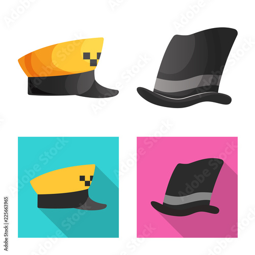 Isolated object of headgear and cap sign. Collection of headgear and accessory stock symbol for web.