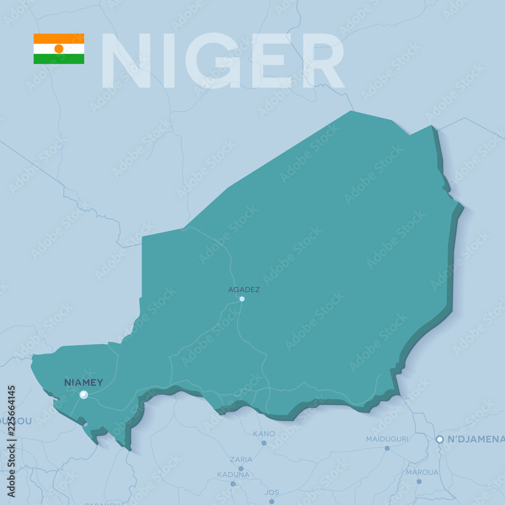 Verctor Map of cities and roads in Niger.
