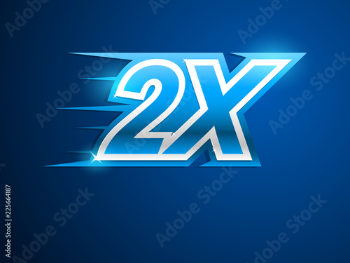 2x Faster. Blue vector sign photo