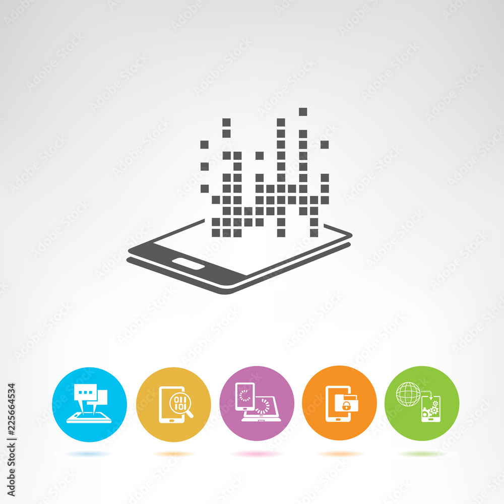 mobile data analytics and network icons mobile data analytics and network icons