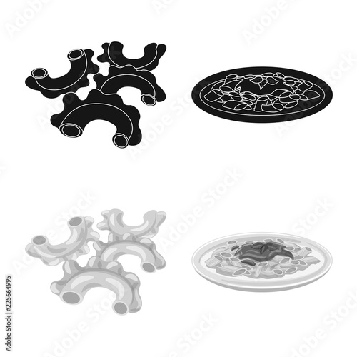 Vector illustration of pasta and carbohydrate icon. Set of pasta and macaroni stock vector illustration.