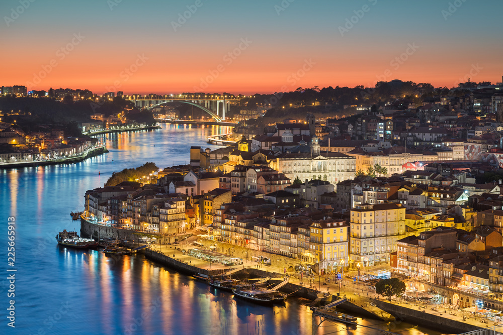 Night skyline of Porto, Portugal