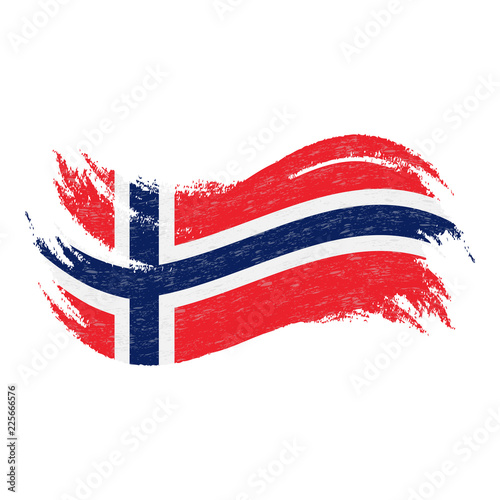 National Flag Of Norway, Designed Using Brush Strokes,Isolated On A White Background. Vector Illustration. Use For Brochures, Printed Materials, Logos, Independence Day.