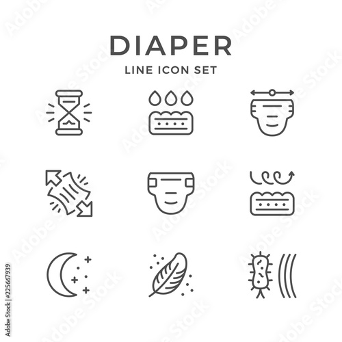 Set line icons of diaper