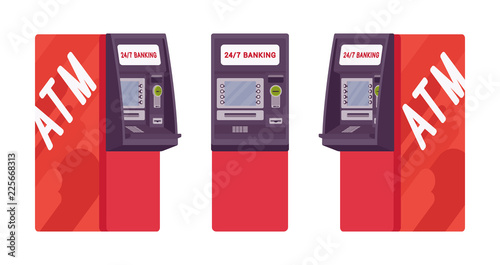 Automated teller machine in red color