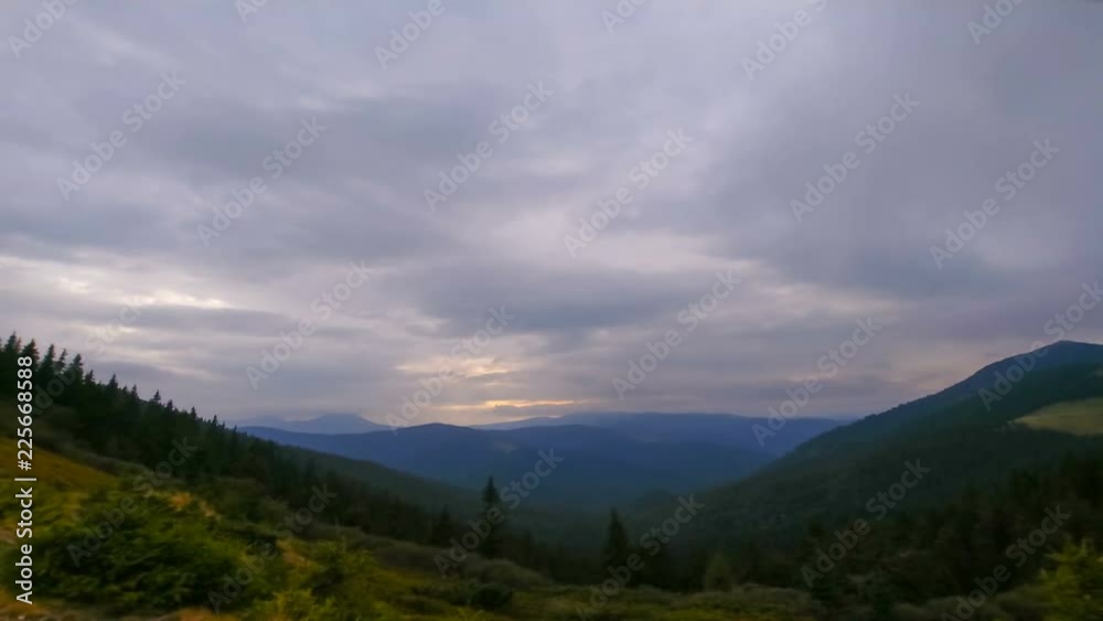 The cloud flow on the mountain background. time lapse The cloud flow on the mountain background. time lapse