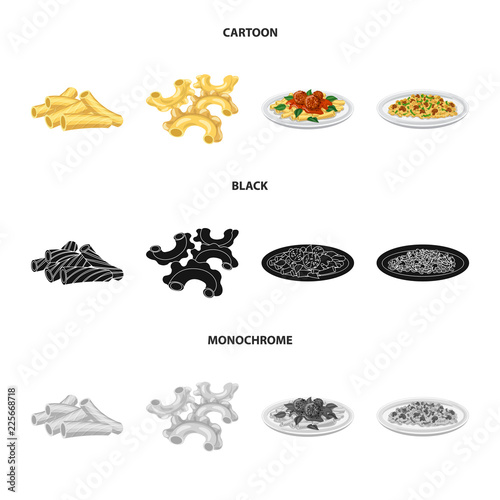 Isolated object of pasta and carbohydrate icon. Collection of pasta and macaroni vector icon for stock.