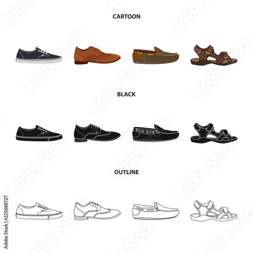 Isolated object of man and foot logo. Set of man and wear stock vector illustration.