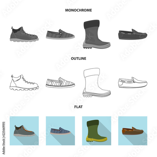 Vector design of man and foot sign. Set of man and wear stock vector illustration.