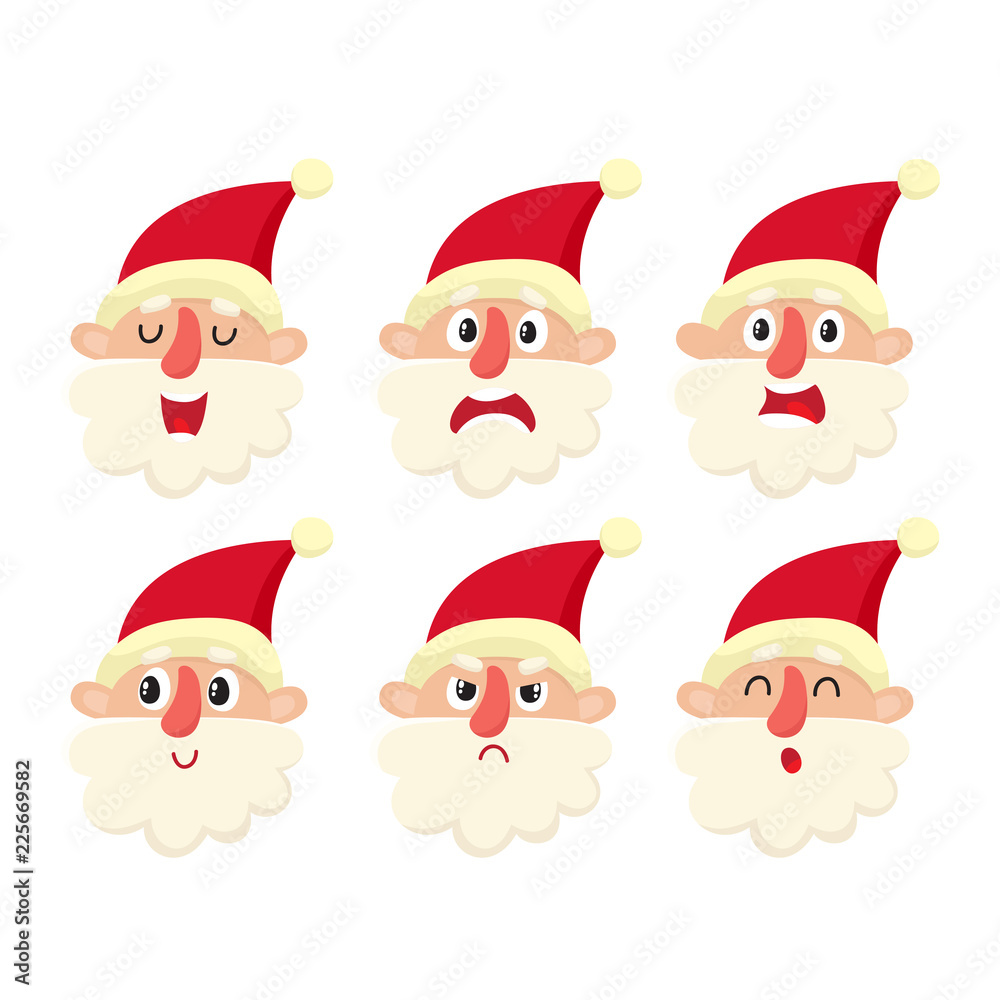 Set of cute Santa, cartoon vector illustration isolated on white Set of cute Santa, cartoon vector illustration isolated on white