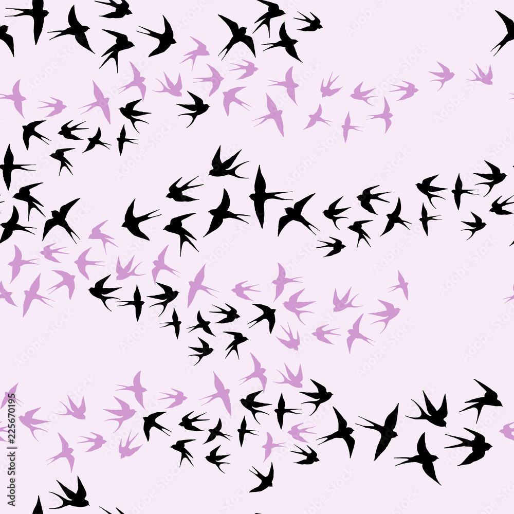Fototapeta premium Swallow. Fly bird in sky seamless pattern