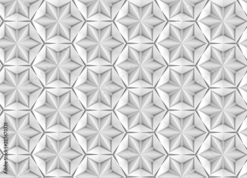 Seamless texture based on a hexagonal grid with an abstract of the swivel and extruded elements 3d illustration