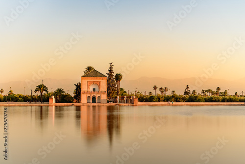 The Menara gardens are botanical gardens located to the west of Marrakech, Morocco, near the Atlas Mountains. photo