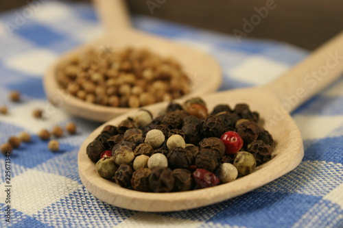Spices. Black pepper and coriander.